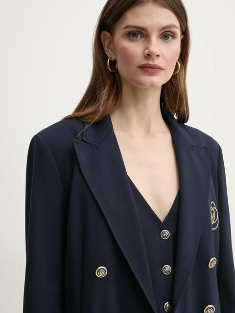 Marella marynarka BAIOCCO kolor granatowy dwurzędowa gładka 2513911024200