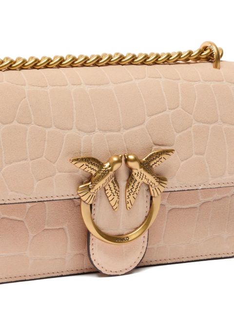 PINKO crocodile-effect bird chain cross body bag - Neutrals