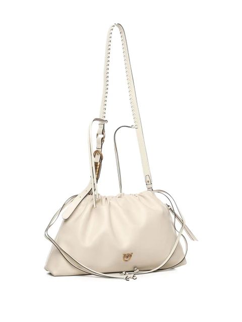 PINKO large drawstring logo clutch bag - Neutrals