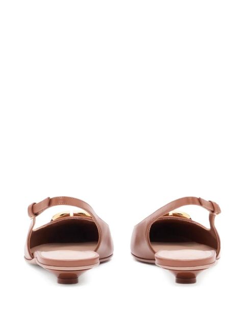 Valentino Garavani VLogothe Bold Edition calfskin slingback ballerinas 20mm - Brown