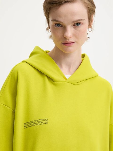 Pangaia bluza bawełniana kolor zielony z kapturem gładka 10000180