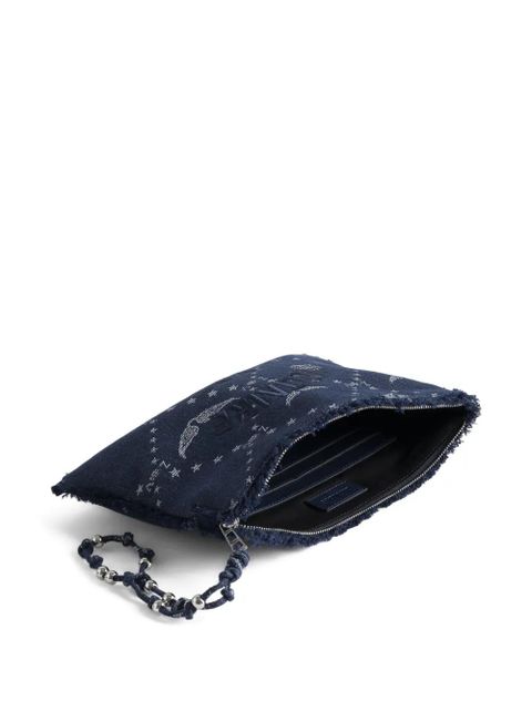Zadig&Voltaire Angel monogram frayed pouch bag - Blue