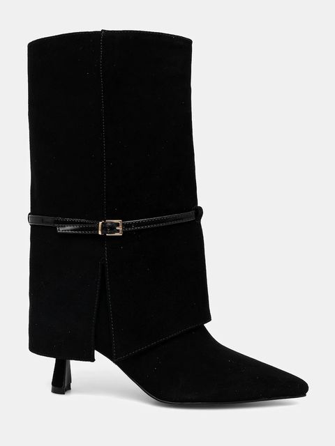 Answear.LAB botki zamszowe kolor czarny na szpilce