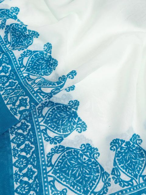 ETRO fringed patterned scarf - White