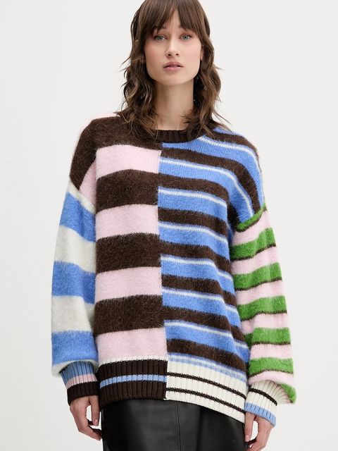 Stine Goya sweter z dodatkiem wełny kolor brązowy SG-AW25-K021-2328