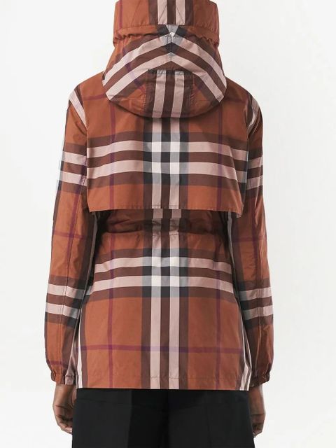 Burberry check-pattern lightweight parka jacket - Brown