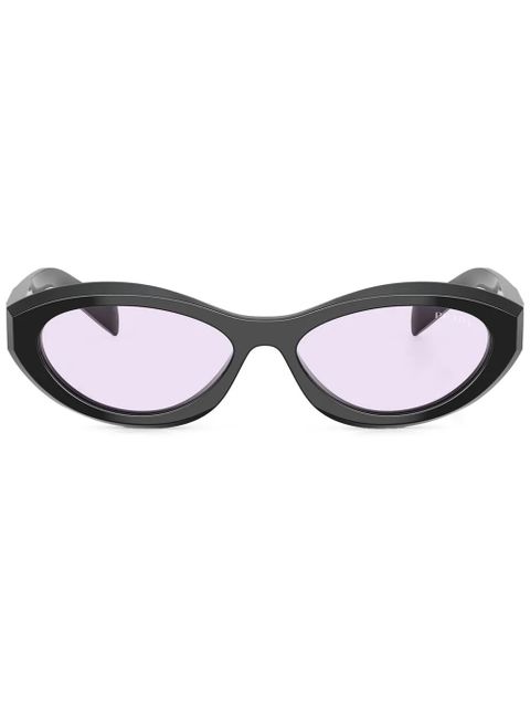 Prada Eyewear triangle-logo oval sunglasses - Black - zdjęcie produktu nr 1