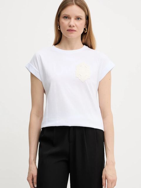 Twinset t-shirt bawełniany damski kolor biały 251TT2044