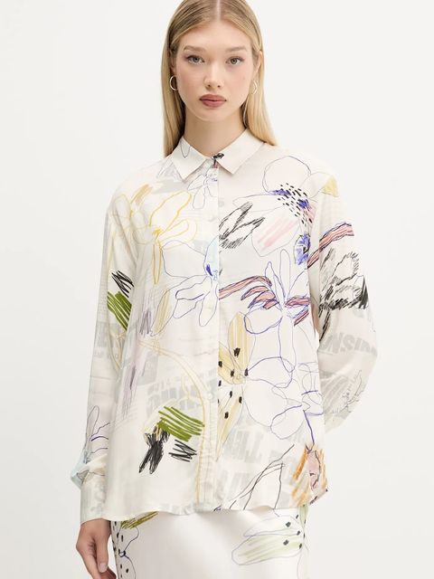 Desigual koszula NEWSARTY damska kolor beżowy relaxed z kołnierzykiem klasycznym 25WWCW14 - zdjęcie produktu nr 1