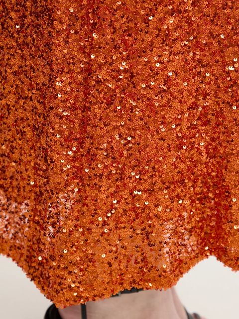 Never Fully Dressed spódnica Rust Sequin Dorris kolor pomarańczowy maxi prosta NFDSK634