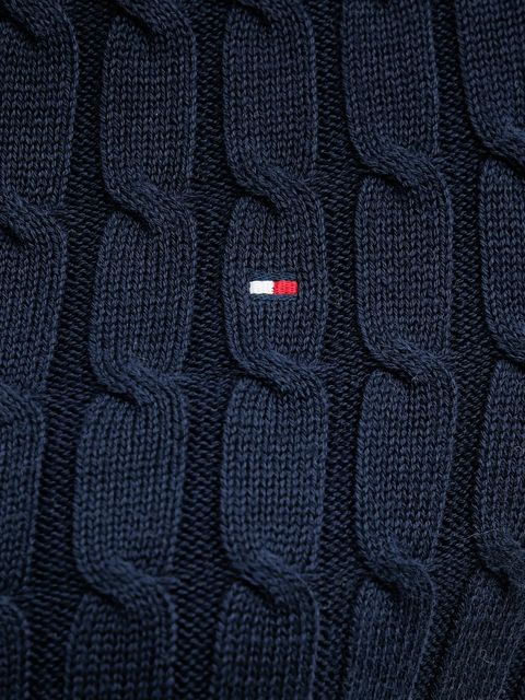 Tommy Hilfiger sweter bawełniany damski kolor granatowy z półgolfem WW0WW47644