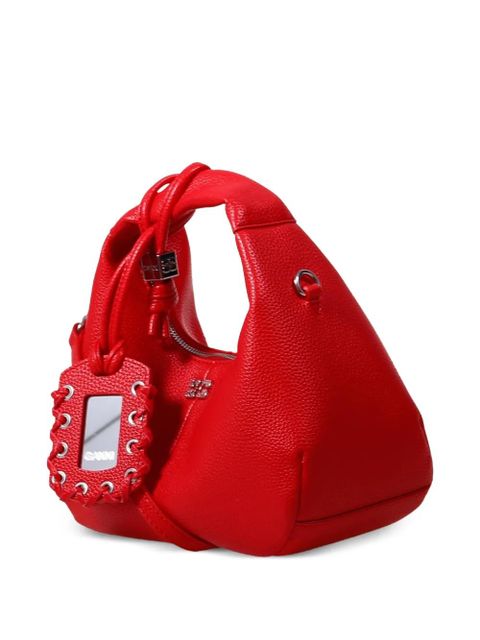 GANNI Mini Hobo lace detail tote bag - Red