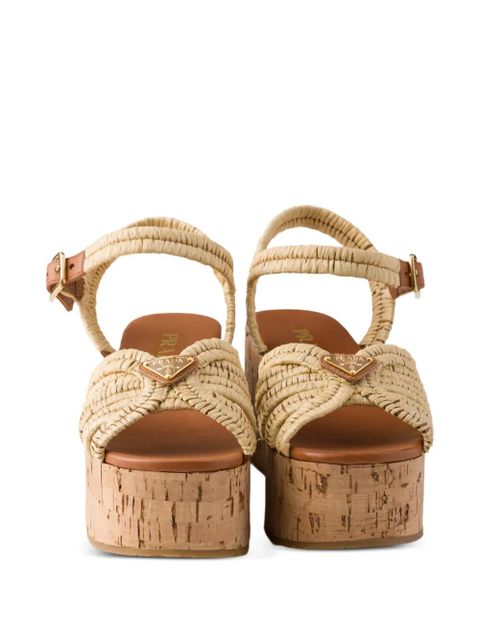 Prada crochet platform sandals - Neutrals