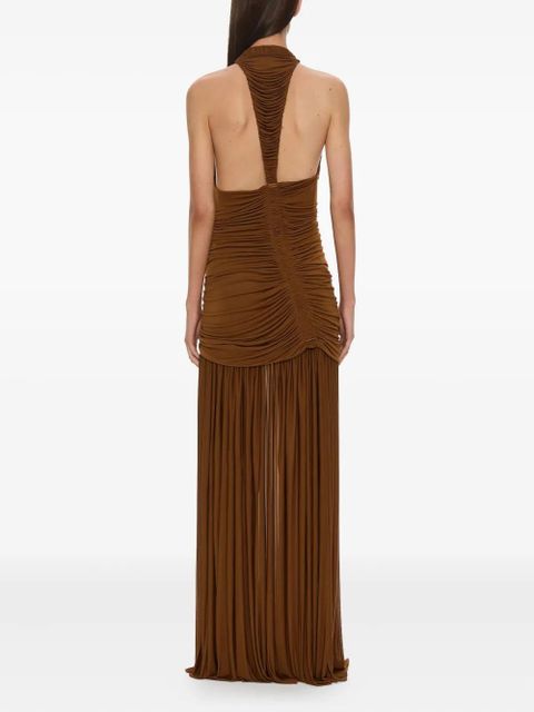 Christopher Esber Orion halterneck ruched gown - Brown