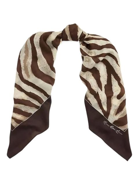 Lauren Ralph Lauren zebra-print wool-silk blend scarf - Brown - zdjęcie produktu nr 1