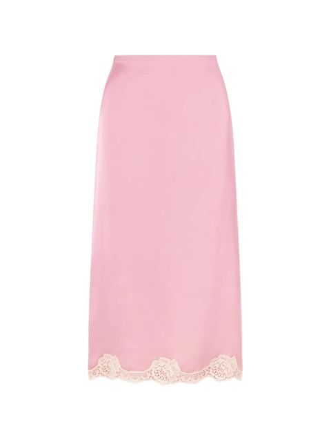 Valentino Garavani lace-trim satin skirt - Pink - zdjęcie produktu nr 1