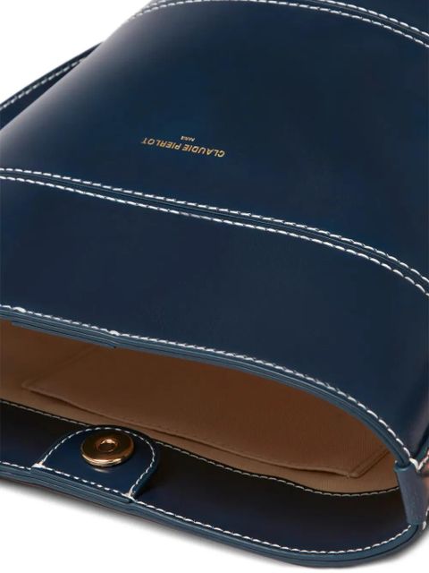 Claudie Pierlot logo-detail leather bucket bag - Blue