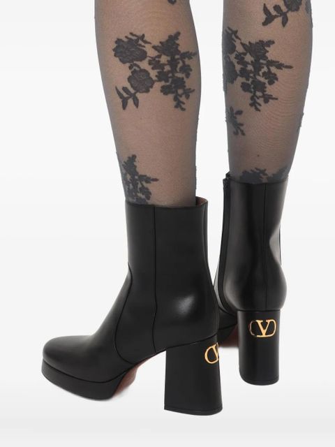 Valentino Garavani 90mm Fawcette V-logo platform boots - Black