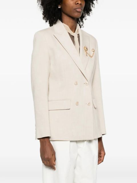 Maje brooch-detail blazer - Neutrals