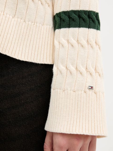 Tommy Hilfiger sweter bawełniany damski kolor beżowy WW0WW47633