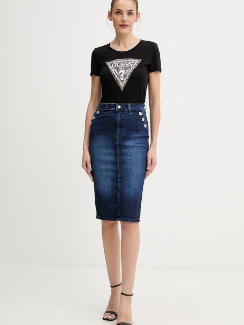 Guess spódnica jeansowa RILEY kolor granatowy midi ołówkowa W5BD1T D0791 - zdjęcie produktu nr 2