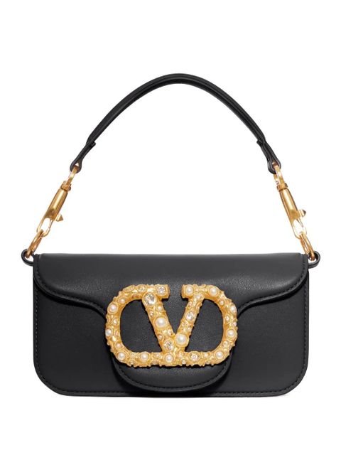 Valentino Garavani VLogo embellished clasp leather shoulder bag - Black - zdjęcie produktu nr 1