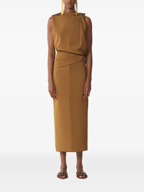 Lanvin twisted-detail sleeveless midi dress - Brown - zdjęcie produktu nr 2