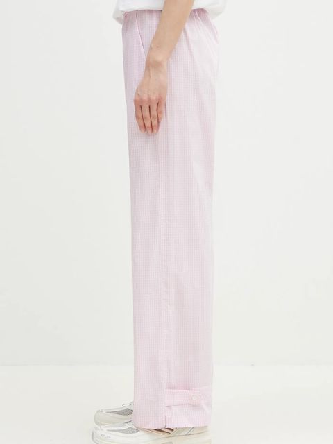 Fiorucci spodnie bawełniane Gingham Logo kolor różowy szerokie high waist U02SPBPA299CO01PN02