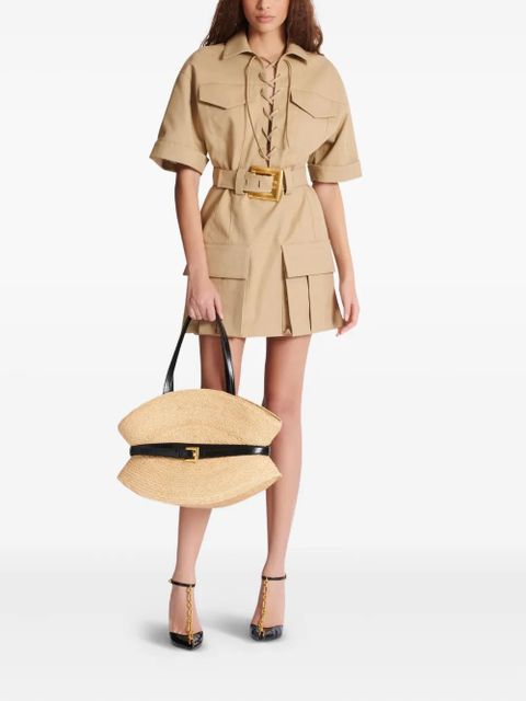 Balmain medium Shuffle raffia bag - Neutrals - zdjęcie produktu nr 2