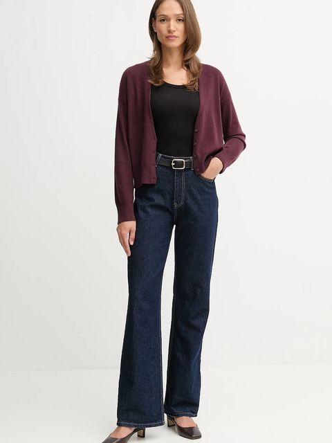 United Colors of Benetton kardigan z dodatkiem wełny damski kolor bordowy lekki 102HD6052 - zdjęcie produktu nr 2