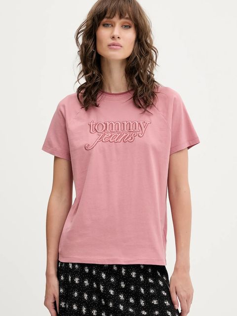 Tommy Jeans t-shirt bawełniany damski kolor różowy DW0DW21388 - zdjęcie produktu nr 1