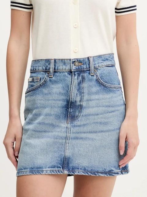 Guess Jeans spódnica jeansowa kolor niebieski mini ołówkowa W5GD0Q D5M4A - zdjęcie produktu nr 1