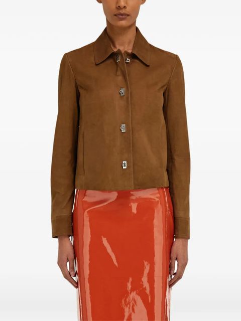 Ferragamo boxy nubuck jacket - Brown