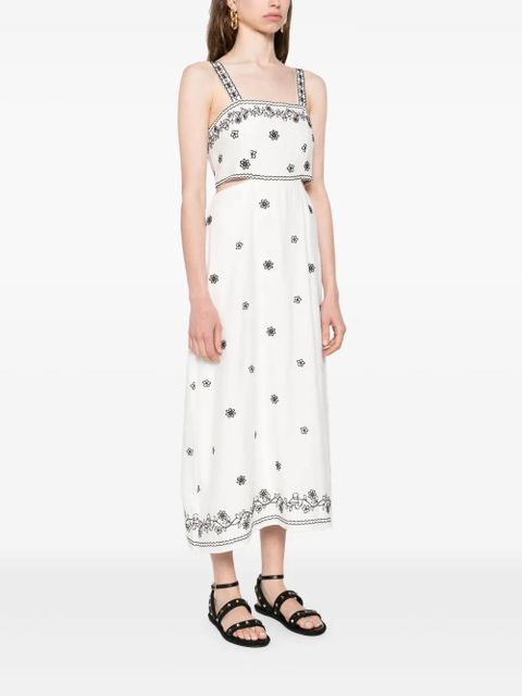 Maje embroidered cut-out maxi dress - White