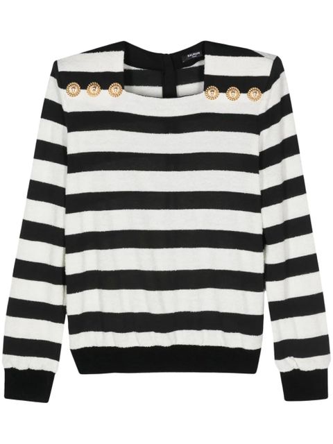 Balmain embossed-button striped jumper - Black - zdjęcie produktu nr 1