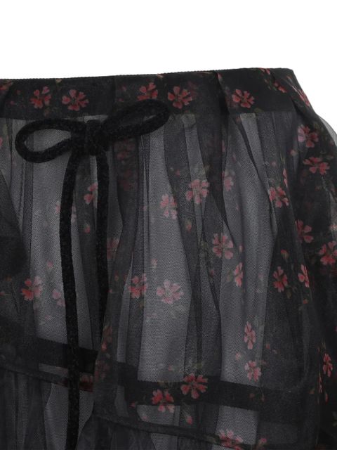 Simone Rocha floral embroidered mid skirt - Black