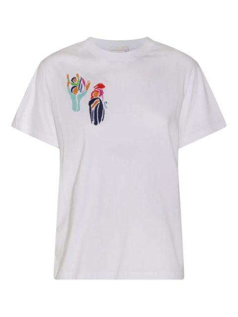 Chloé embroidered cotton T-shirt - White - zdjęcie produktu nr 1
