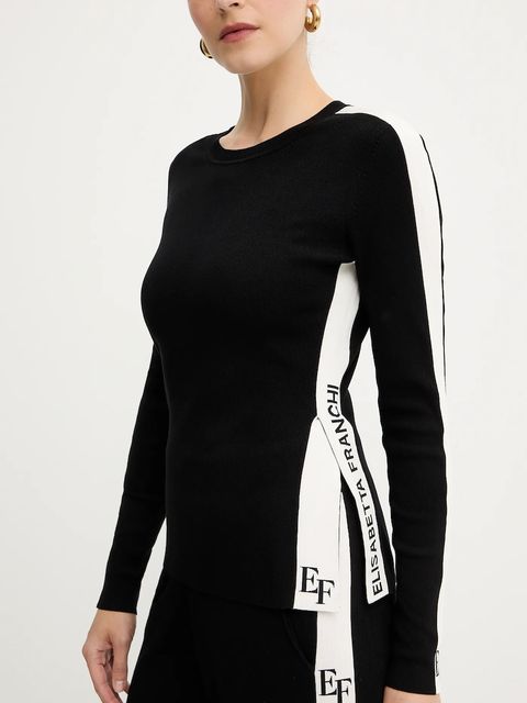 Elisabetta Franchi sweter damski kolor czarny lekki MK03S56E2 - zdjęcie produktu nr 2