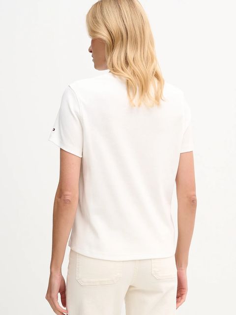 Tommy Hilfiger t-shirt bawełniany damski kolor beżowy WW0WW47880