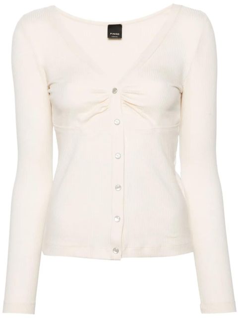 PINKO cut-out detailed ribbed top - White - zdjęcie produktu nr 1