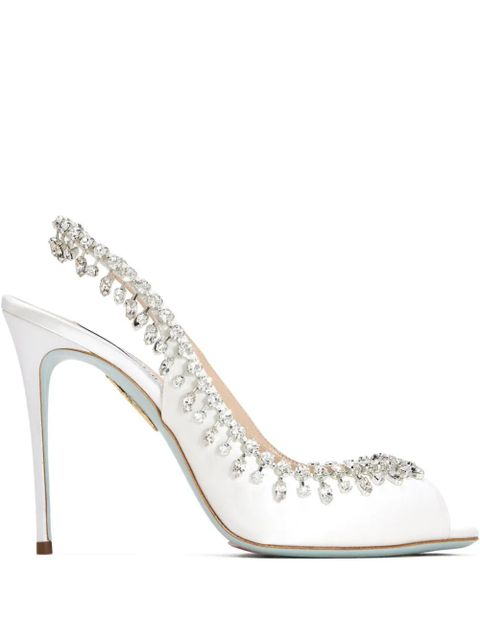 Aquazzura 105mm Temptation crystal-embellished slingback sandals - White - zdjęcie produktu nr 1