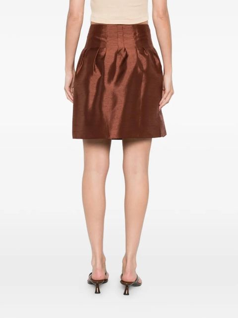 SHUSHU/TONG floral-embellished pleated skirt - Brown