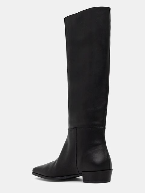 Copenhagen kozaki skórzane damskie kolor czarny na płaskim obcasie CPH295 leather