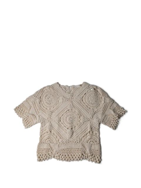 Ulla Johnson Maddalena short-sleeve crochet top - Neutrals - zdjęcie produktu nr 1