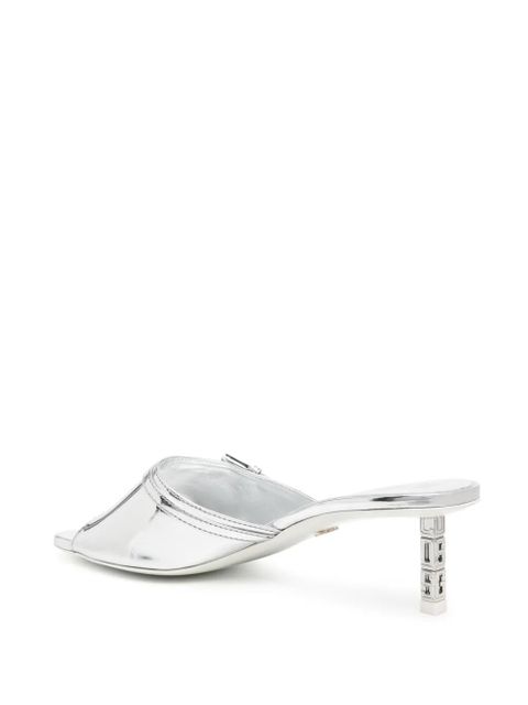 GCDS 60mm mirrored leather sandals - Silver