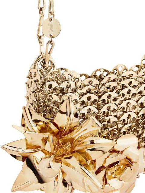 Rabanne nano 1969 flower-appliqué shoulder bag - Gold