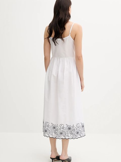 United Colors of Benetton sukienka bawełniana kolor biały midi rozkloszowana 4KUSDV0B7 - zdjęcie produktu nr 2