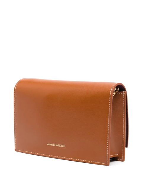 Alexander McQueen skull-appliqué leather crossbody bag - Brown