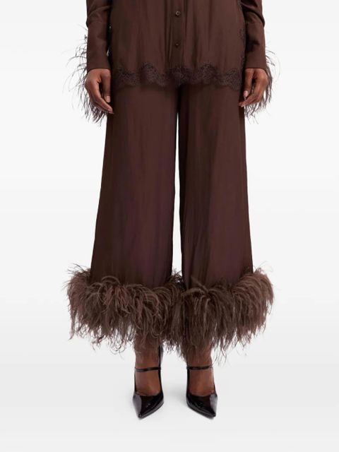 16Arlington Joelle feather-trim trousers - Brown
