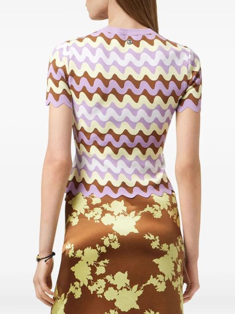 Versace Wave jacquard knitted T-shirt - Purple - zdjęcie produktu nr 2